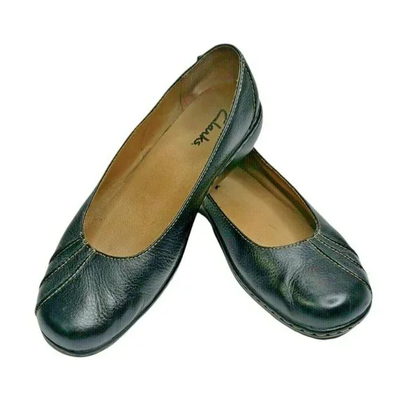 Clarks Shoes Clarks Lucille Black Leather Slide Slip On Ballet